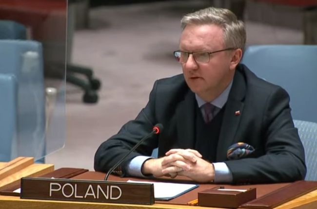 Krzysztof Szczerski podczas debaty w Radzie Bezpieczeństwa ONZ. Fot. Twitter/PolandinUN