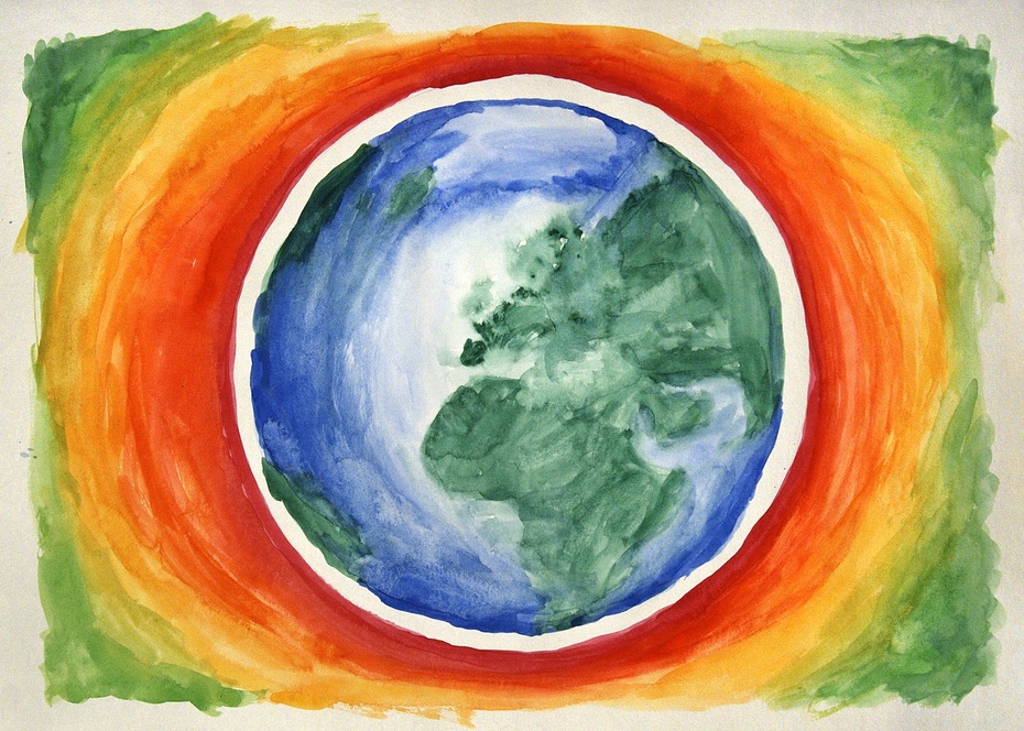 Źródło: Źródło: https://commons.wikimedia.org/wiki/File:Watercolor_painting_of_the_earth_with_hot_gradient.jpg#/media/File:Watercolor_pa
