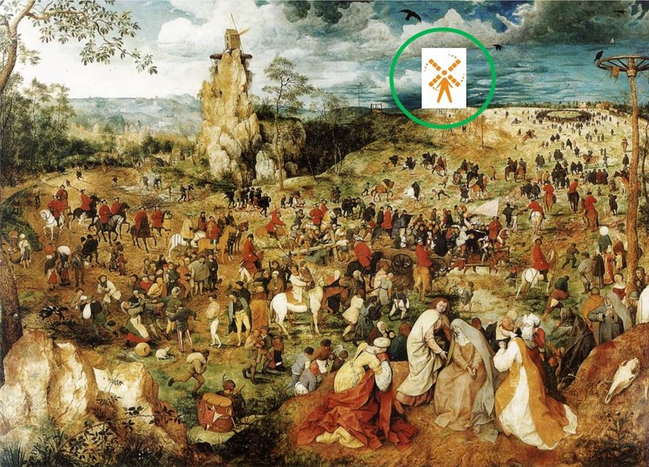 Młyn, Krzyż i Wiatrak solidarności. Zestawił Andrzej Madej, za Pieterem Brueglem.