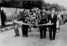 Funeral procession for victims of the Kielce pogrom Funeral procession for victims of the Kielce pogrom. Kielce, Poland, July 1946.