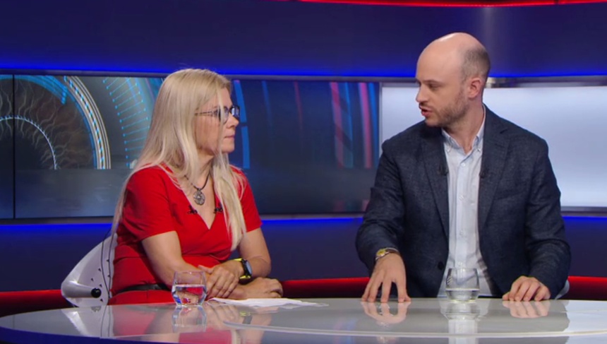 Joanna Staniszkis, Paweł Śpiewak w studio Polsat News. Fot. screenshot z programu