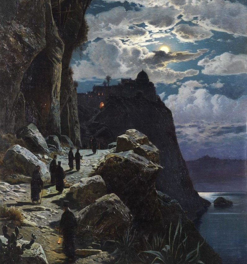 Hermann Corrodi Nightly Walk of the Monks to the Mount Athos 1905