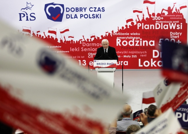 Prezes Prawa i Sprawiedliwości Jarosław Kaczyński podczas konwencji PiS w Bielsku-Białej. Fot. PAP/Andrzej Grygiel