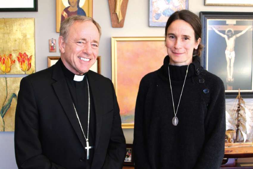 Pro-life activist Mary Wagner with Vancouver Archbishop J. Michael Miller