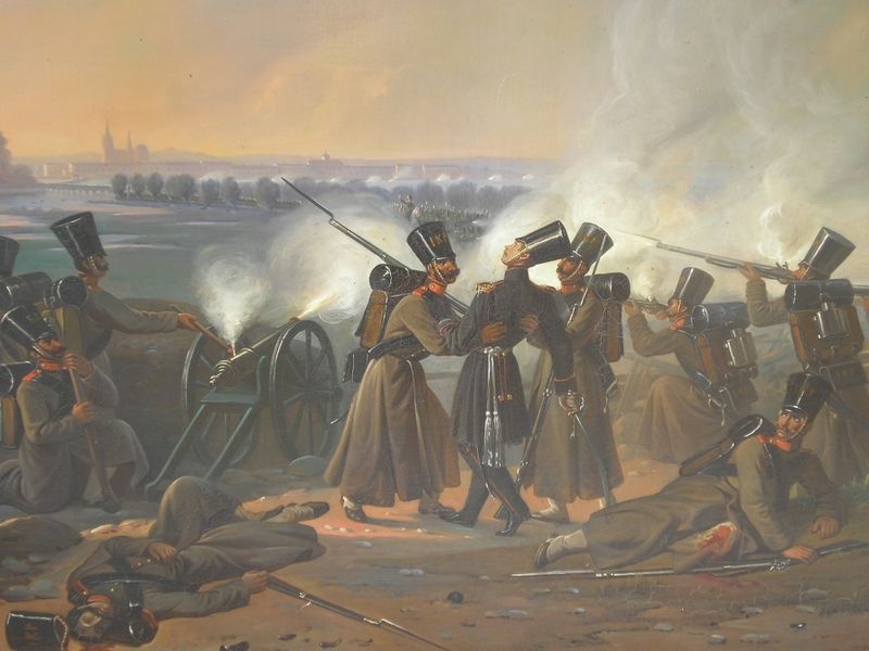 Rober Wilhelm Ekman, obraz przedstawiający Finów w walce pod Tykocinem w roku 1831 (data namalowania 1848)