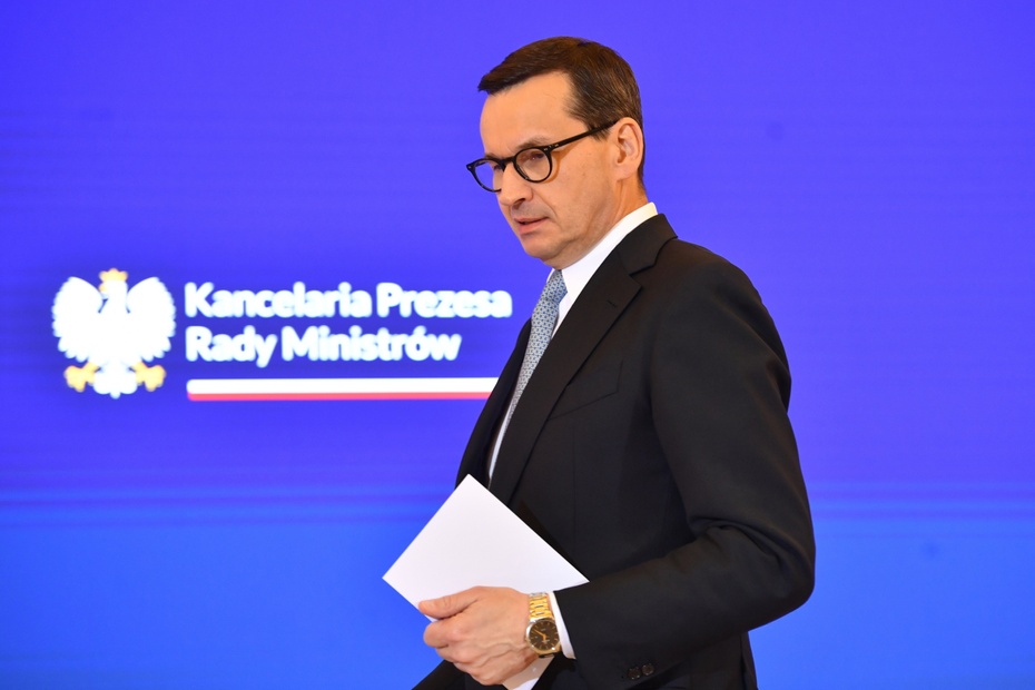 Premier Mateusz Morawiecki podczas konferencji prasowej, po posiedzeniu rządu. Fot: PAP/Radek Pietruszka