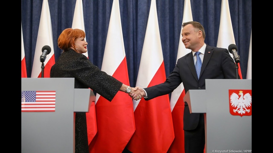Ambasador Georgette Mosbacher i prezydent Andrzej Duda, fot. KPRP