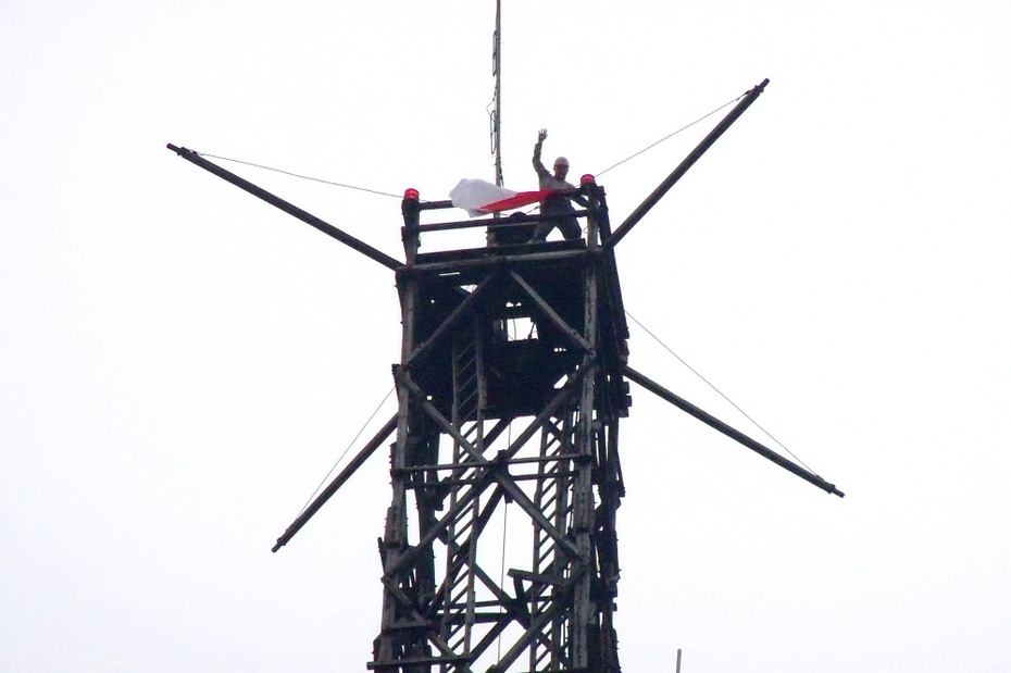 Jarczewski na wieży Radiostacji Gliwice