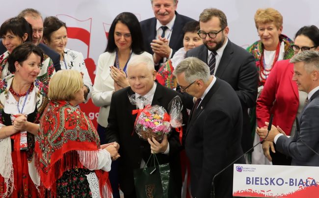 Jarosław Kaczyński i Stanisław Szwed w Bielsku-Białej