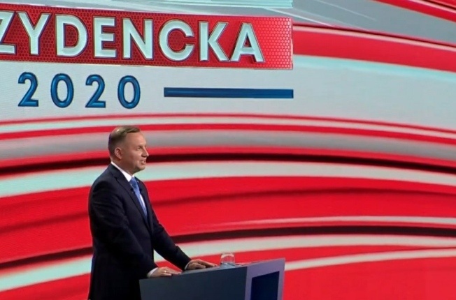 Prezydent Andrzej Duda podczas debaty w Końskich, fot. Twitter
