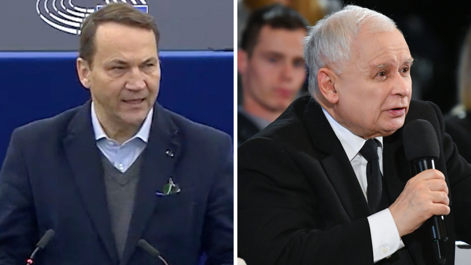 Jarosław Kaczyński i Radosław Sikorski. Źródło: Twitter, PAP