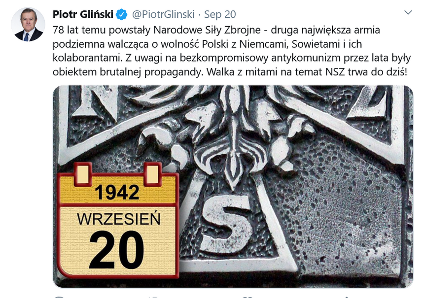 Minister polskiego rządu opiewający polskich faszystów i kolaborantów