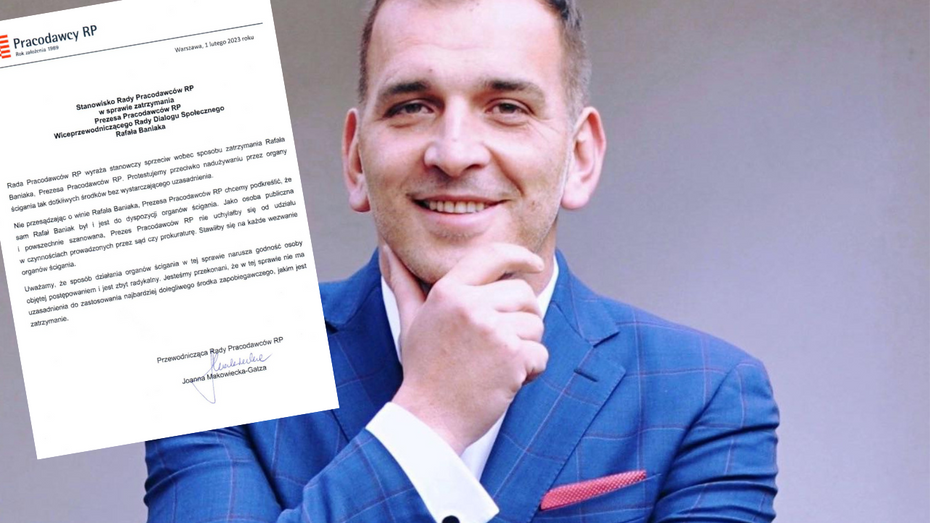 Rada Pracodawców RP opublikowała oświadczenie w sprawie zatrzymania prezesa organizacji Rafała Baniaka. (fot. Facebook, Twitter)