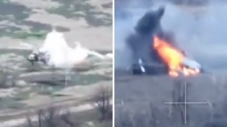 Do mediów społecznościowych trafiło nagranie, przedstawiające moment zestrzelenia rosyjskiego śmigłowca Mi-8. (fot. Twitter)