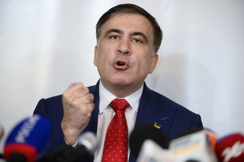 Były prezydent Gruzji Micheil Saakaszwili podczas konferencji prasowej w Warszawie, fot. PAP/Jacek Turczyk