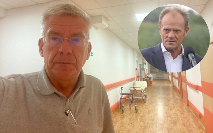 Donald Tusk wszedł do szpitalu w Sejnach. Stanisław Karczewski komentuje. Fot. Twitter