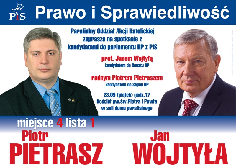 Plakat na wspólne spotkanie przedwyborcze w Katowicach