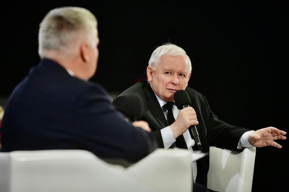 Jarosław Kaczyński w Kraśniku odpowiadał na pytania mieszkańców. Fot. Twitter/PiS