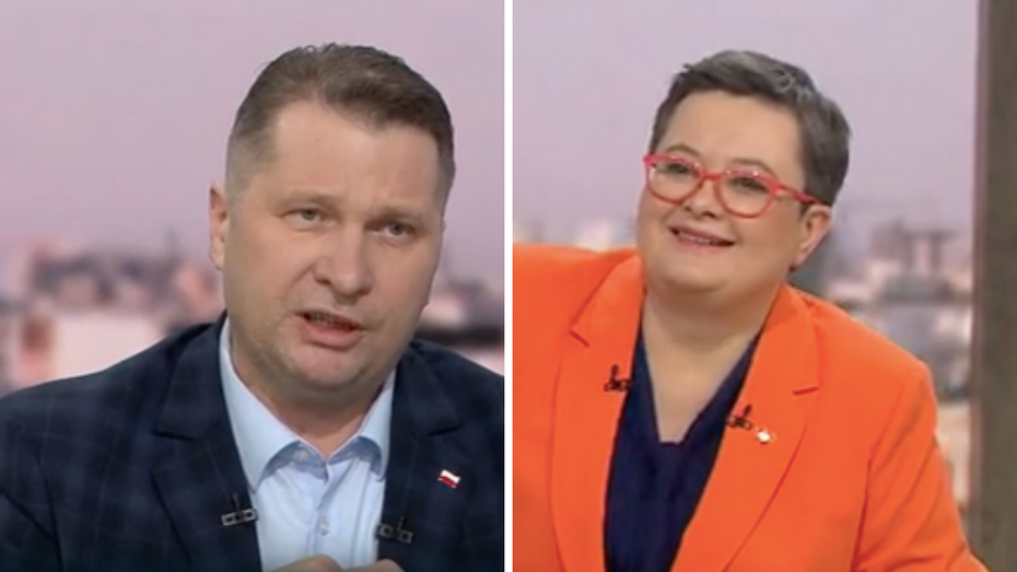 Katarzyna Lubnauer i Przemysław Czarnek w "Śniadaniu Rymanowskiego". Fot. Polsat News