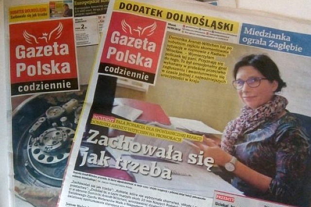 Okładka "Gazety Polskiej Codziennie" z Dominiką Arendt-Wittchen, fot. Twitter