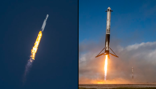 w przestrzeń kosmiczną wzbiła się superciężka rakieta nośna Falcon Heavy firmy SpaceX. Screen / Twitter/Space X