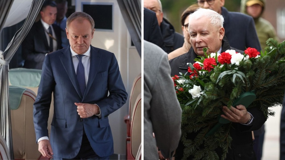L.: Donald Tusk. Fot. PAP/Leszek Szymański; Fot. Jarosław Kaczyński. Fot. PAP/Jarosław Kaczyński