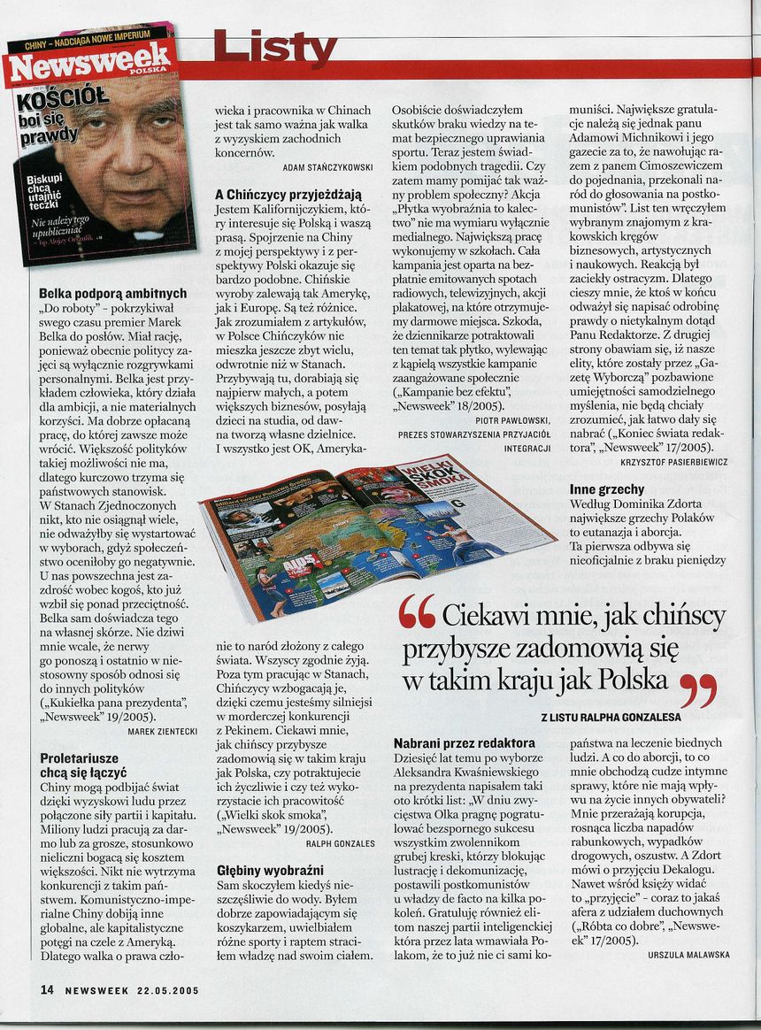 K. Pasierbiewicz "Nabrani przez redaktora" Newsweek 20/2005