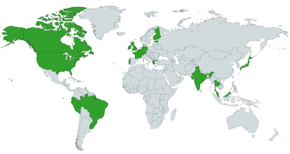 Mapka  pokazująca wykorzystanie nowego protokołu Ipv6 na świecie wg stanu na czerwiec 2018, pochodzi ze strony: https://www.internetsociety.org/resources/2018/state-of-ipv6-deployment-2018/