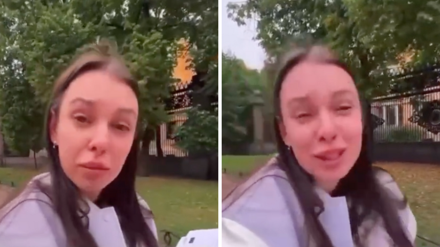 Rosjanka płacze bo nie otrzymała wizy od niemieckiego konsulatu. Źródło: Twitter