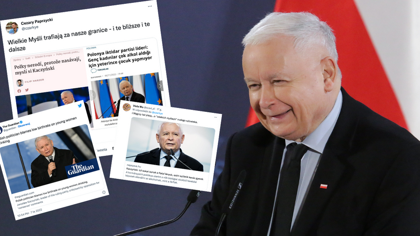 Światowe media reagują na słowa prezesa PiS Jarosława Kaczyńskiego o "dawaniu w szyję" przez polskie kobiety. (fot. PAP, Twitter)