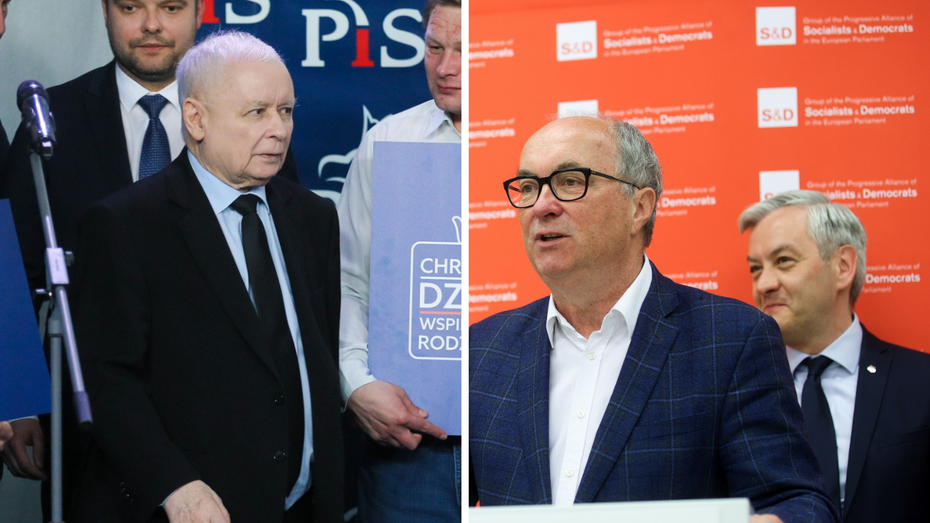 (Jarosław Kaczyński, Włodzimierz Czarzasty I Robert Biedroń. Fot. PAP/CANVA)