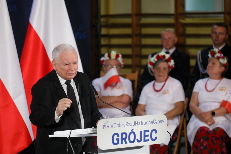 Jarosław Kaczyński spotkał się we wtorek z mieszkańcami Grójca. Źródło: PAP/Paweł Supernak