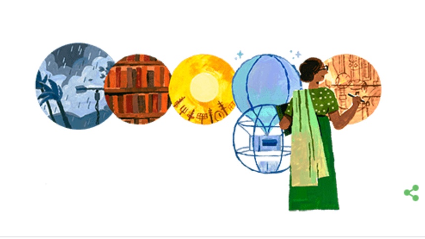 Anna Mani została upamiętniona przez Google Doodle w 104. rocznicę jej urodzin. (fot. Google.com)