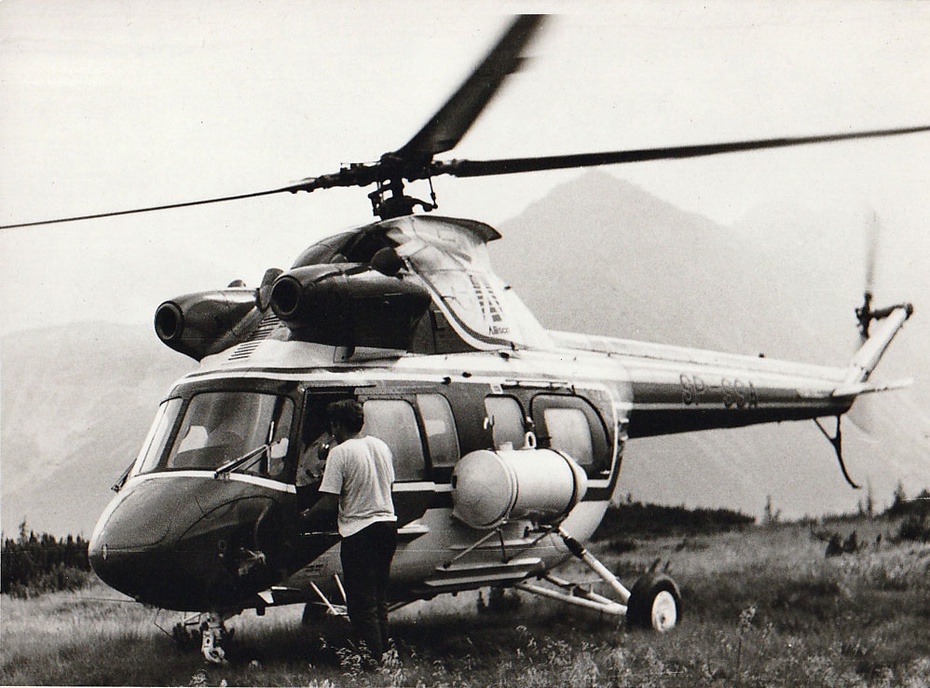 PZL "Kania" podczas prób w sierpniu 1984 roku w Tatrach. Zdjęcie: Alpejski