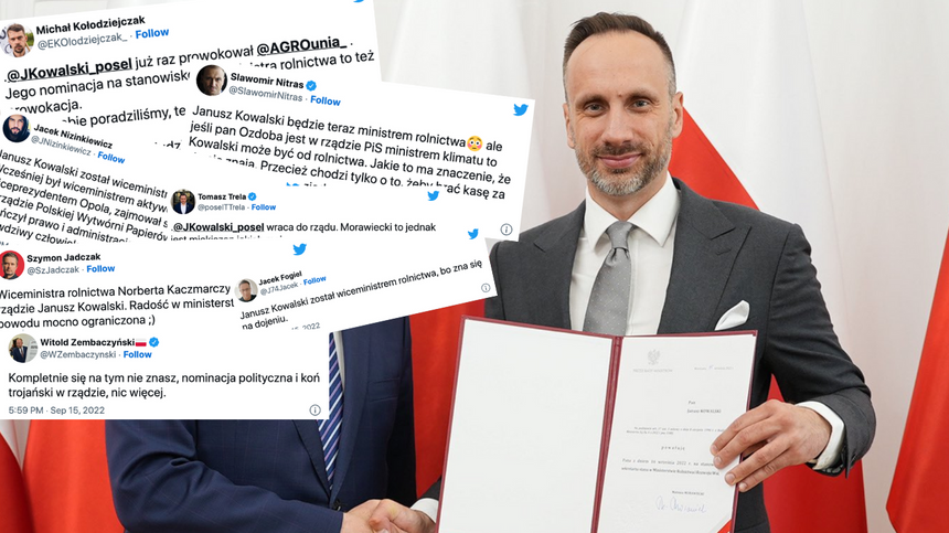 Na Twitterze pojawia się coraz więcej komentarzy na temat objęcia przez Janusza Kowalskiego funkcji wiceministra rolnictwa. (fot. Twitter)