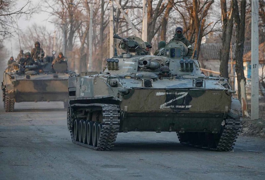 Rosjanie na Ukrainie. "Z" - symbol wojsk okupanta.