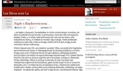 Rafał Ziemkiewicz na swoim blogu 3 grudnia 2012 roku.