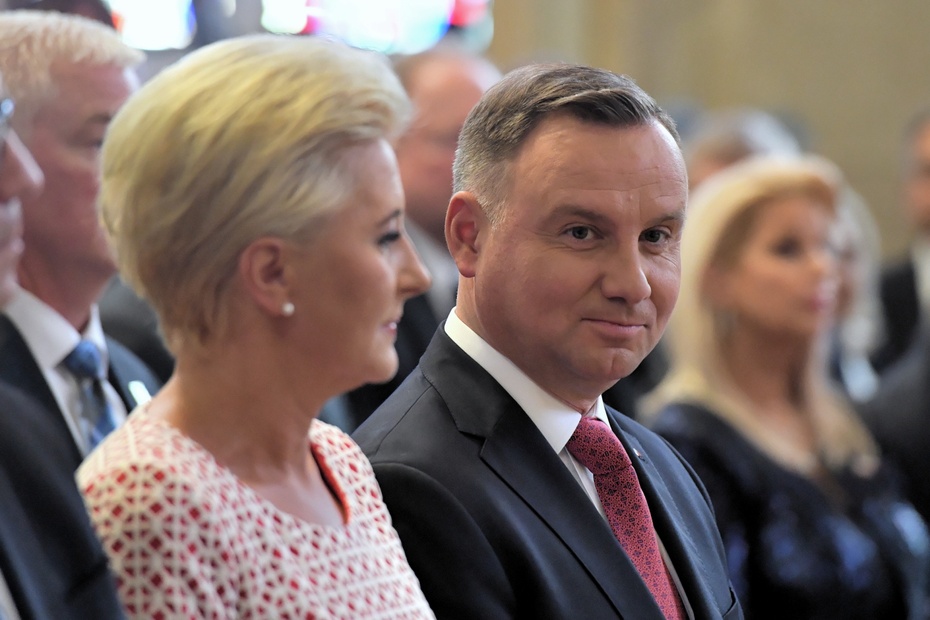 Prezydent Andrzej Duda i pierwsza dama Agata Kornhauser-Duda podczas wizyty w USA. fot.  PAP/Radek Pietruszka