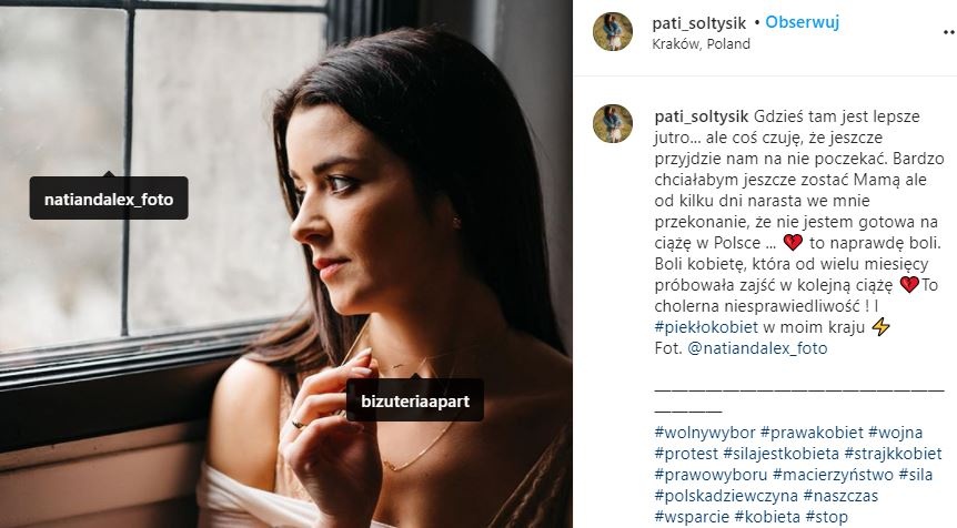 Patrycja Sołtysik to jedna z gwiazd, która promuje produkty w czasie protestów kobiet. Fot. screen/Instagram