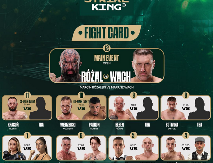 Znamy pełną kartę walk na gali Strike King 3. Występy czołówki zwieńczy starcie ikon