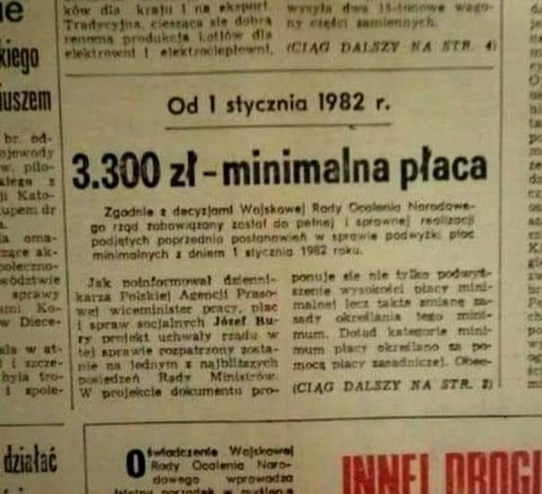 pensja minimalna 1982