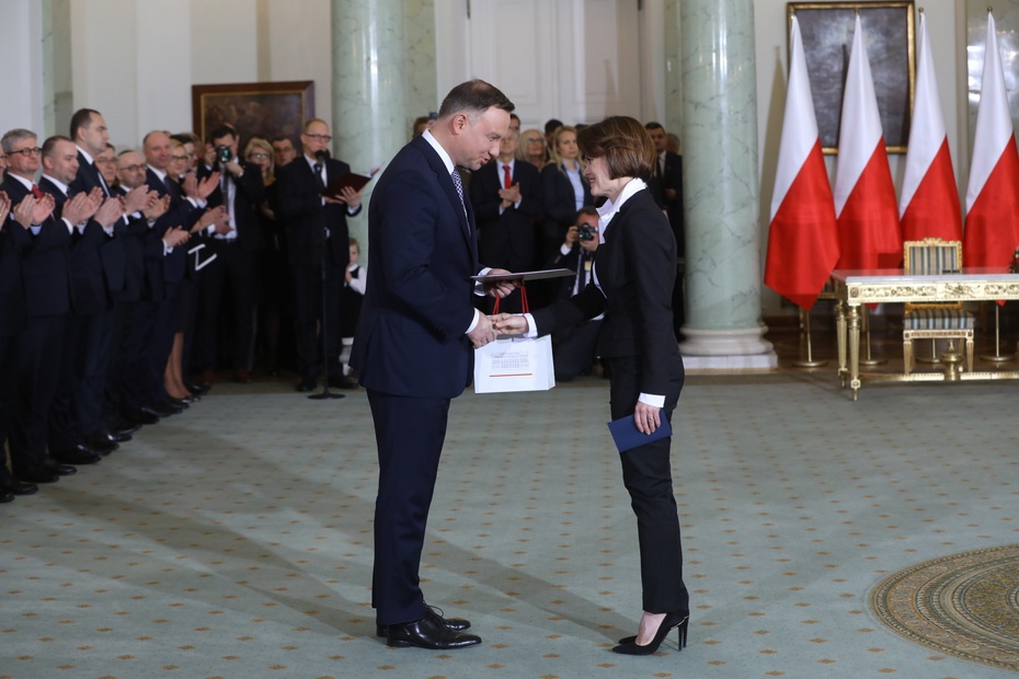 Jadwiga Emilewicz - nowa minister - oraz prezydent Andrzej Duda. Fot. PAP