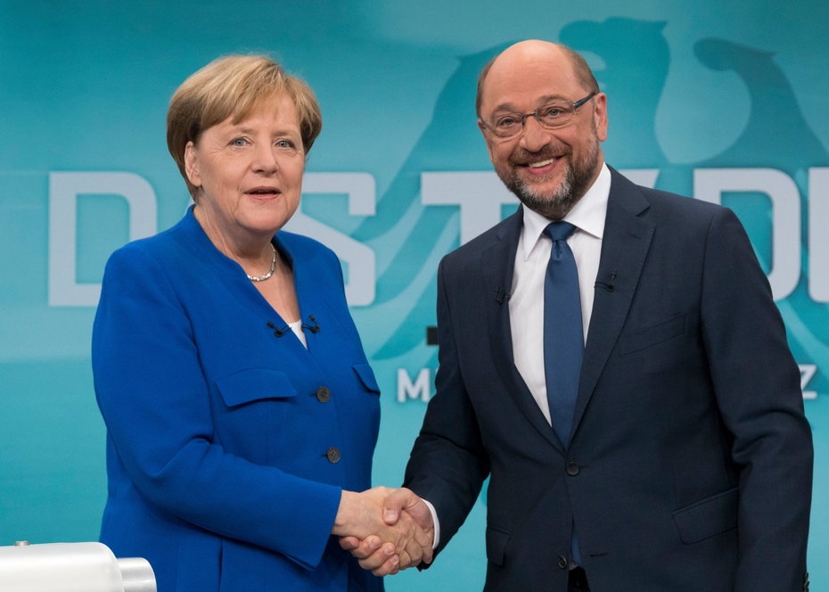 Angela Merkel i Martin Schulz. fot. PAP/EPA/HERBY SACHS WDR / POOL