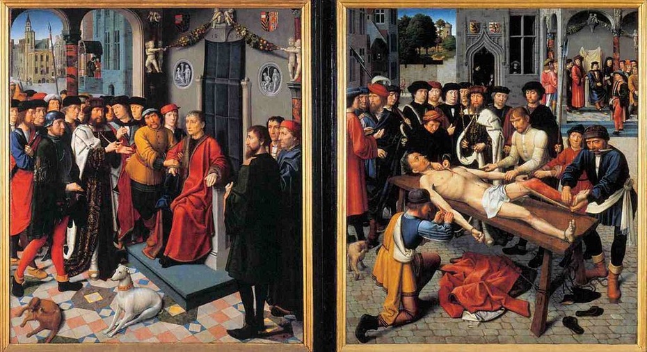 Darcie skóry z sędziego. ,,Sprawiedliwość Kambyzesa" (1498), mal. Gerard David