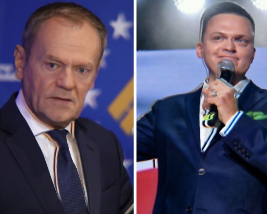Donald Tusk, Szymon Hołownia i Polska w strefie euro. Fot. PAP/Canca