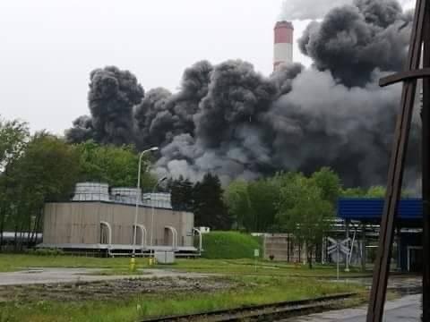 Pożar w Kopalni Bełchatów, fot. Twitter