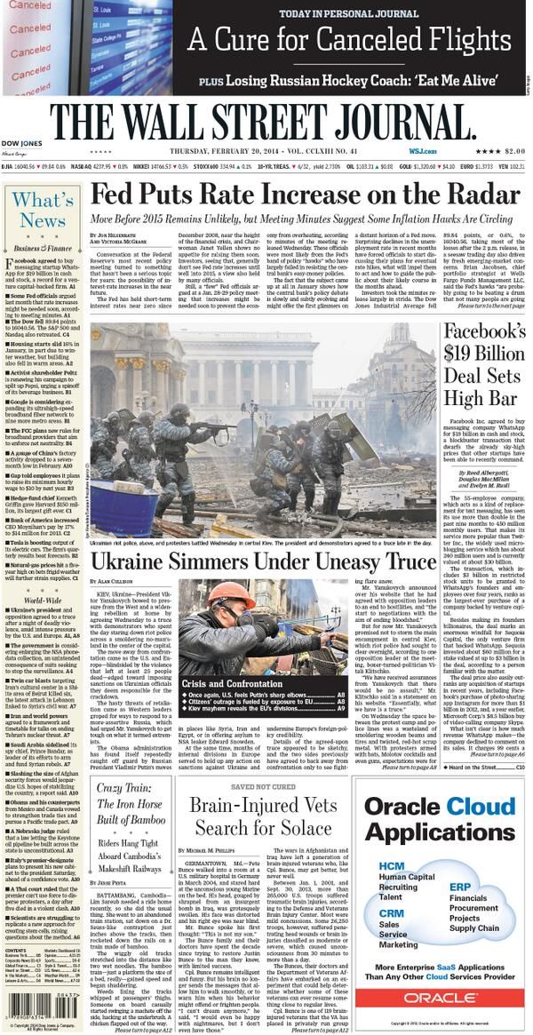 Wall Street JournalVerified account ‏@WSJ

Today's front page: #WSJPage1