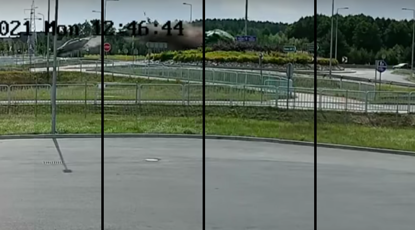 Przeleciał nad rondem w Nowej Soli. 34-latek twierdzi, że miał zepsute hamulce. Fot. Youtube.com