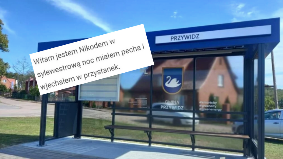 Przystanek autobusowy w Przywidza. Źródło: Facebook/Gmina Przywidz