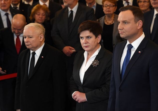 Jarosław Kaczyński, Beata Szydło i Andrzej Duda. Fot. PAP